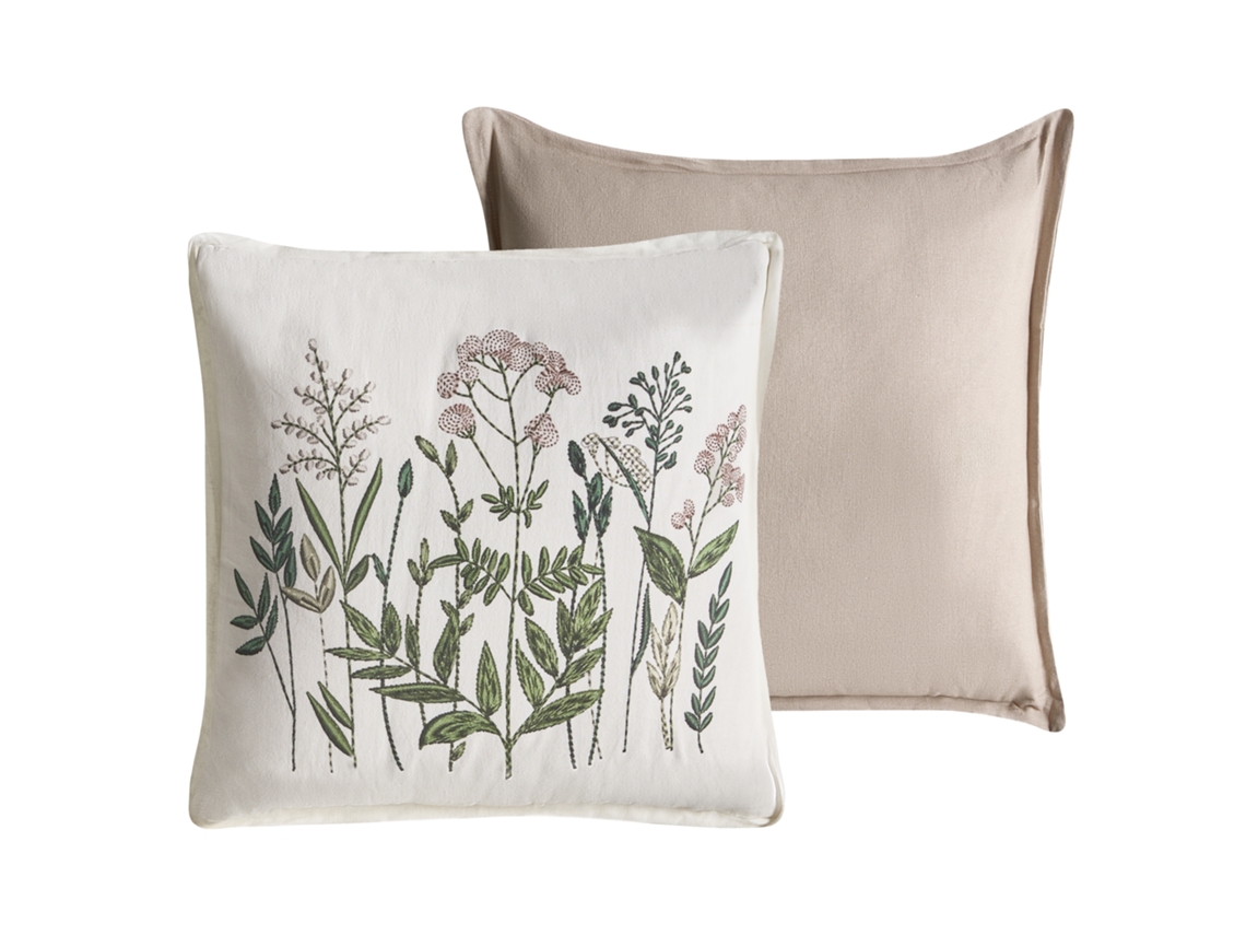 Conjunto De 2 Almofadas Decorativas Beliani Ferna De Algodão Branco/creme 45x45x5