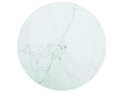 Vidaxl Tampo Mesa Ø80x1 Cm Vidro Temperado Design Mármore Branco