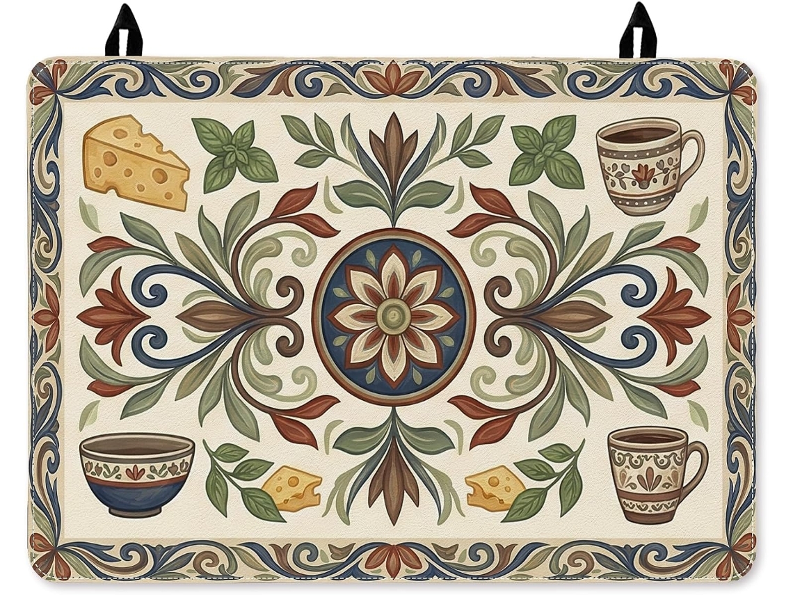 Capa Para Lareira Elétrica Com Estampa Floral, Folhas Rústicas Tradicionais, Cor Creme, Lavável, Impermeável