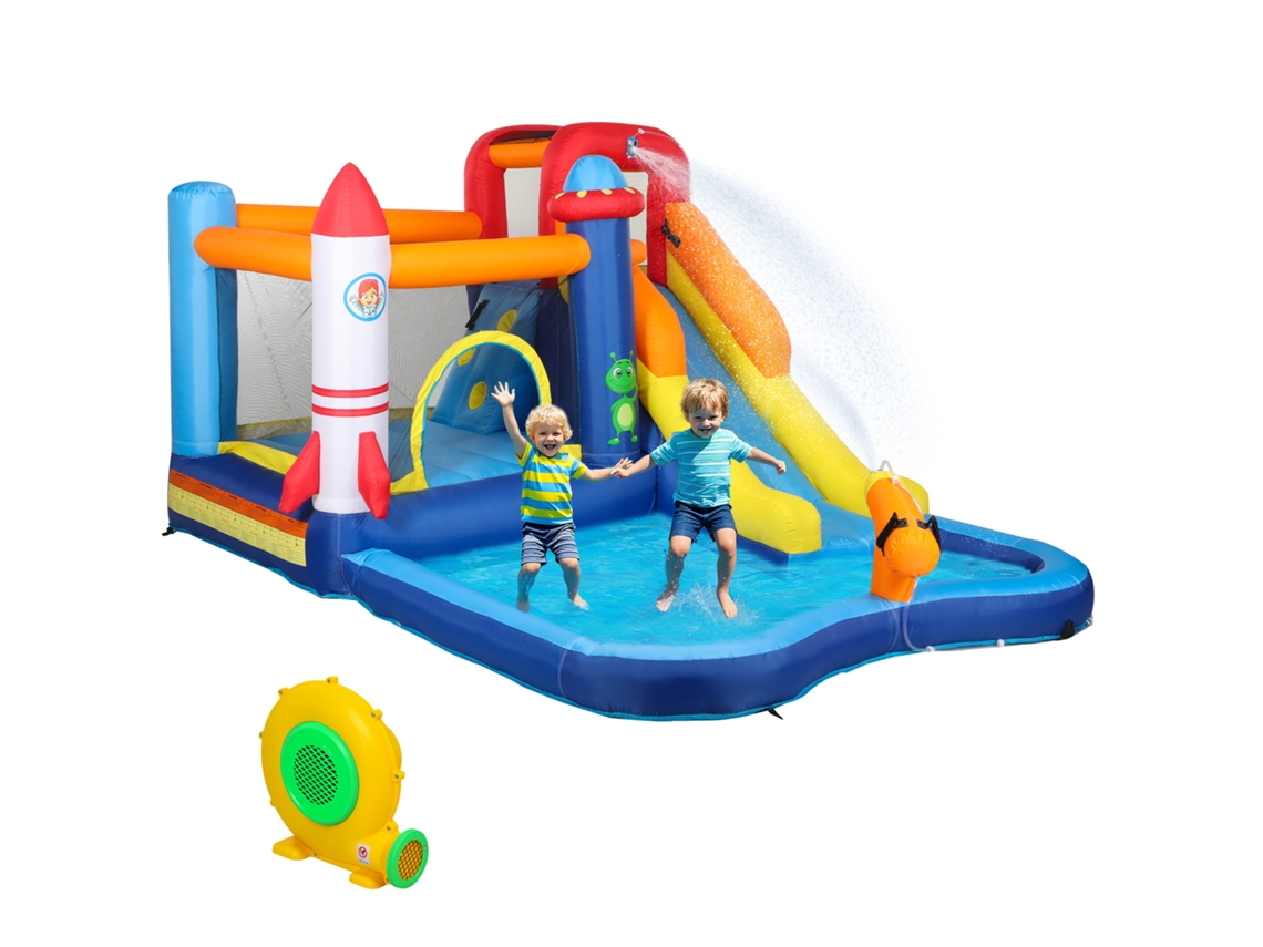 Castelo Insuflável 5 Em 1 Escorrega Parede Escalada Canhão Água 360x250x195cm