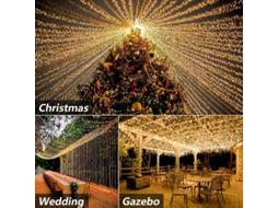 Cordão De Luzes Led, Ip56, 100 M, Branco Quente, Resistente À Água, 8 Modos, Para Decoração De Casa, Festas, Jardim E Eventos