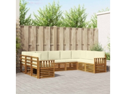 Vidaxl Conjunto De Sofá Sectional Com Almofada 9 Pcs Natural E Creme