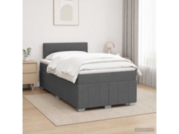 Vidaxl Cama Box Spring Com Colchão Cinzento-escuro 120 X 200 Cm Tecido