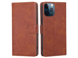 Capa Para Iphone 15 Pro Pele Sintética Magnética Castanho