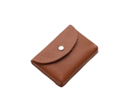 Carteira De Moedas, Couro Genuine, Design Compacto, Pequeno Marrom