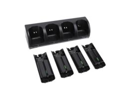 Estación de carga para mando de Wii con 4 baterías recargables de 2800 mAh en negro | S/MARCA