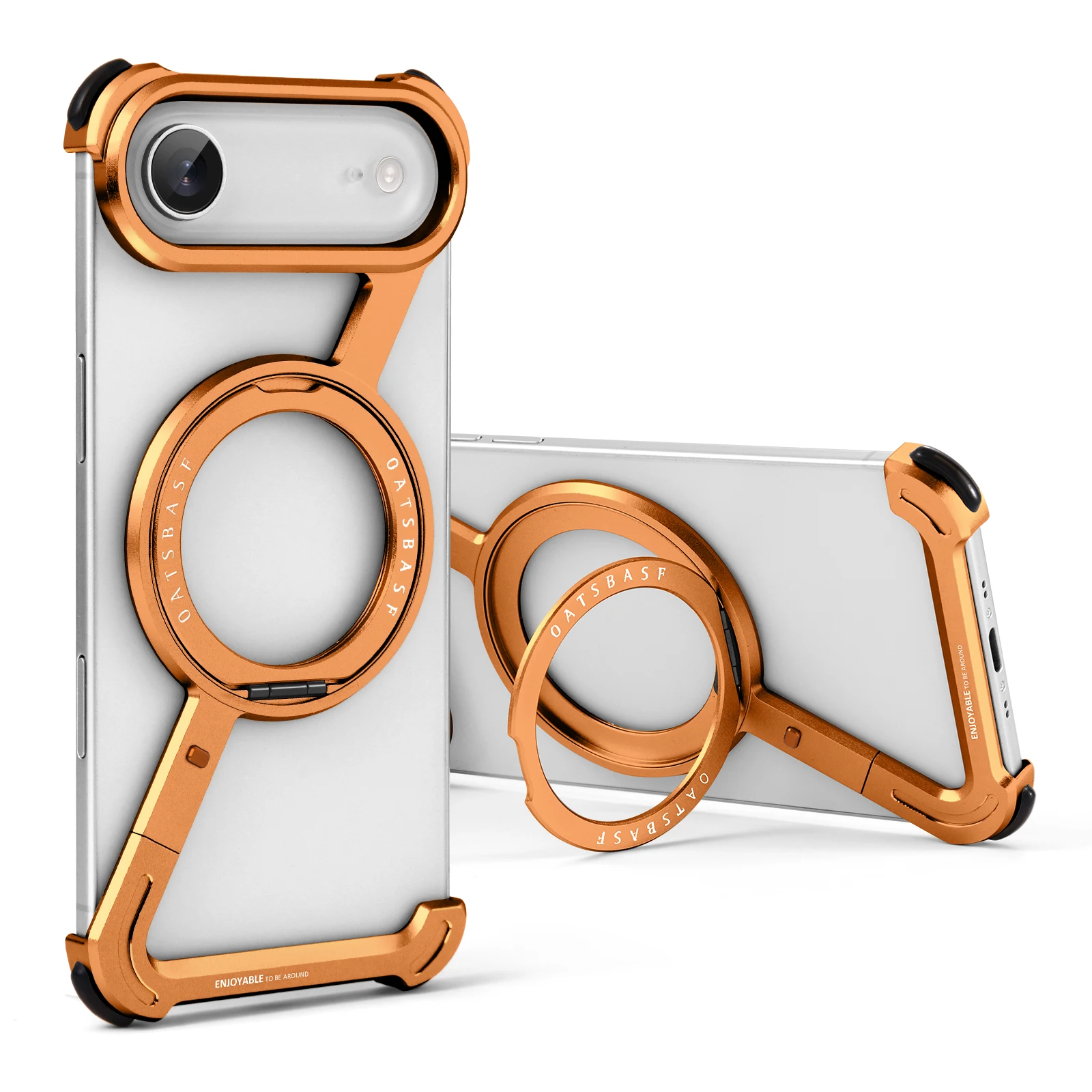 Capa Para Iphone Air (laranja), Carregamento Sem Fio Magsafe, Suporte De Anel Magnético Com Rotação De 360°
