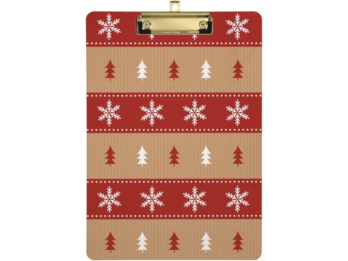 Prancheta Rígida À Prova D'água com Estampa de Flocos Neve e Listras Vermelhas para Enfermeiras. 31,8 X 22,9 0