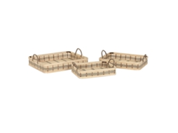 Jogo de Bandejas Dkd Home Decor Natural Marrom Claro Urbana 54 X 43 X 9 Cm 3 Unidades