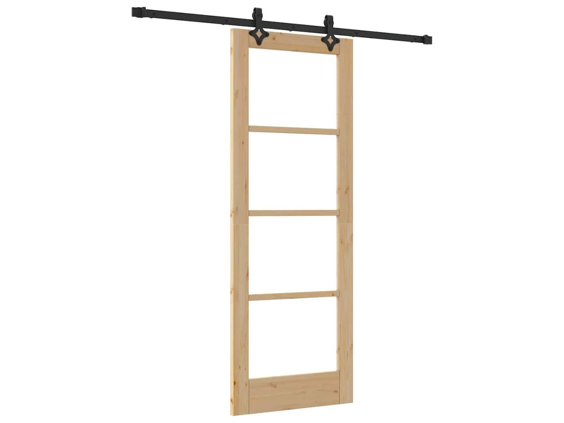 Conjunto 1 Porta Deslizante Vidaxl Castanho Madeira De Pinho Maciça (73,5 X 198,5 Cm)