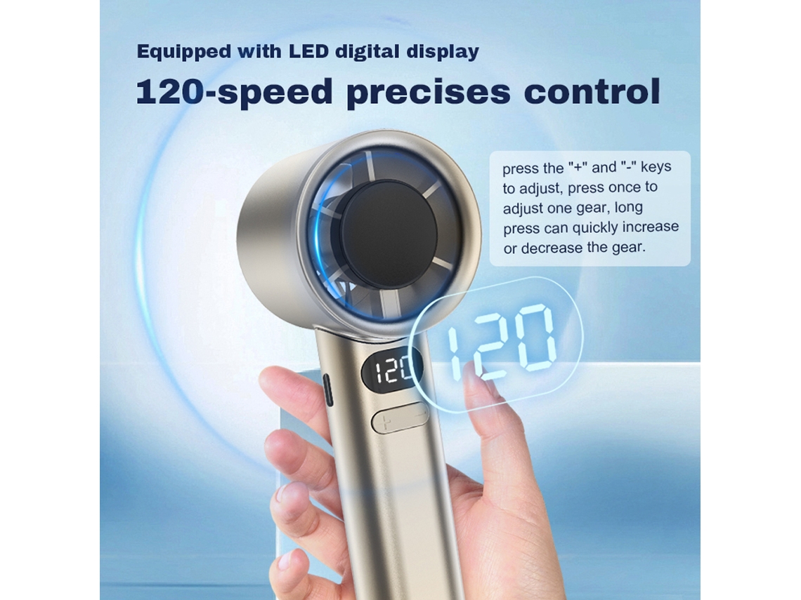 Ventilador Portátil Usb Recarregável com Display Digital Alta Velocidade S/MARCA