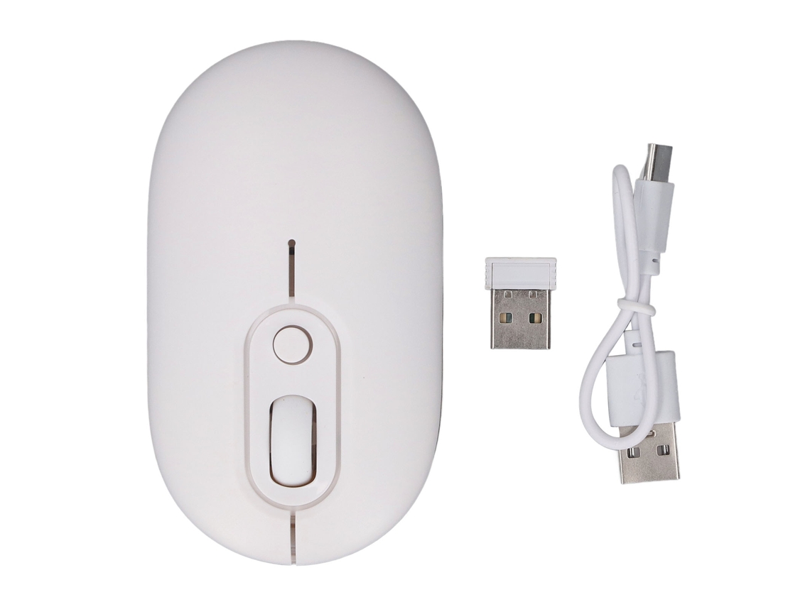 Ratón Inalámbrico 2,4 GHz con receptor, batería 500 mAh, clic silencioso, DPI ajustável 800/1200/1600 para portátil, branco | S/MARCA