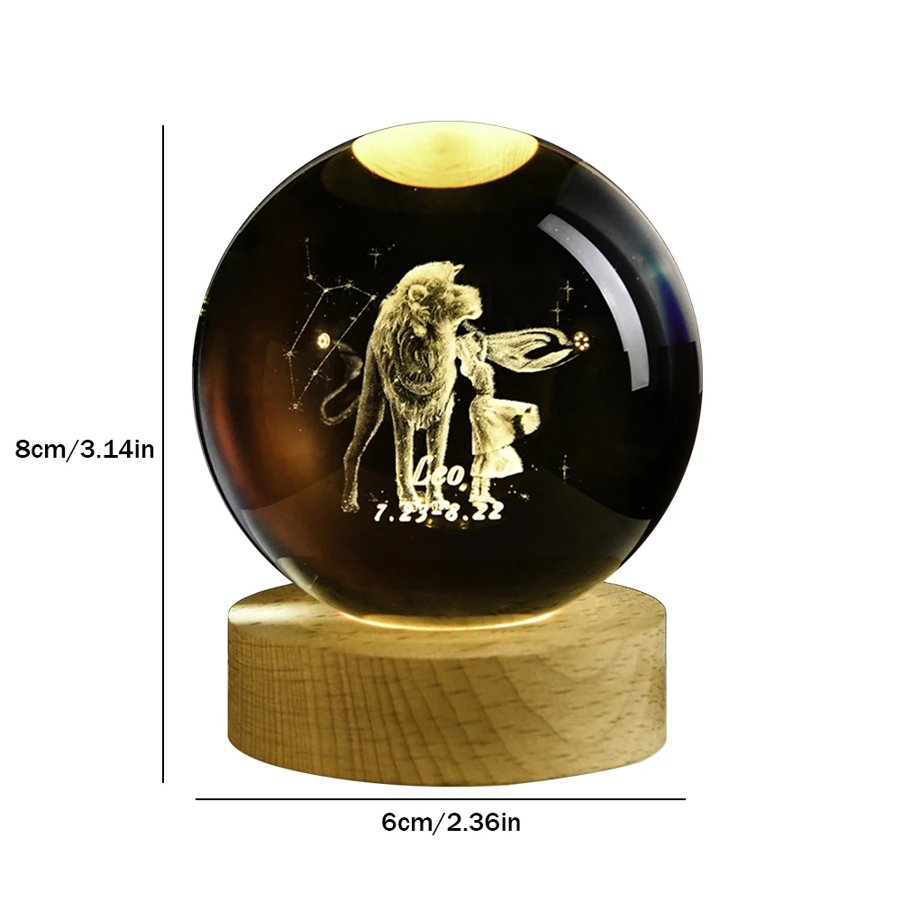 Luminária Noturna Bola de Cristal , Luminária Esculpida em 3d, Decoração para Casa MDUG (luz Colorida)