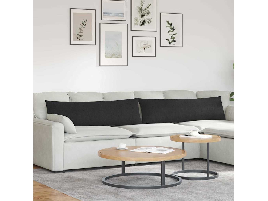 Vidaxl Travesseiros De Sofá 2 Unid. Tecido Preto 145 X 40 Cm