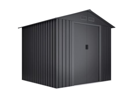 Abrigo de Metal WASABI Metálico Antracite 5,27m² 261x202x202 cm 4 Grelhas Anti-Condensação Porta de Correr Dupla