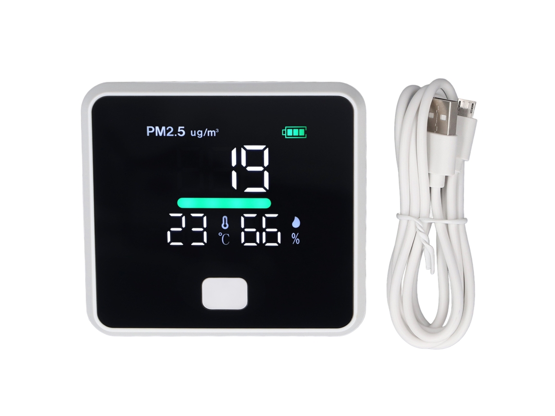 Monitor de Pm2.5 Portátil com Detector de Temperatura e Umidade Alta Precisão para Casa e Viagem | S/MARCA