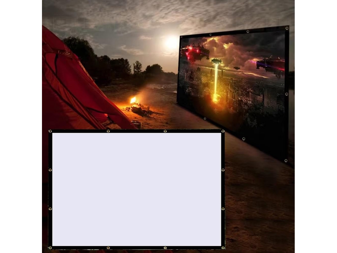 Tela de Projeção 72'' 16:9 4:3 Portátil, para Uso Doméstico e Externo