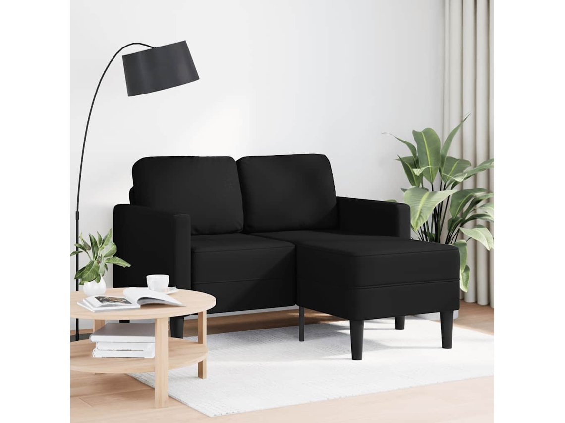 Maison Exclusive - Sofá De 2 Lugares Com Chaise Em L, Preto, 125 Cm, Couro Sintético