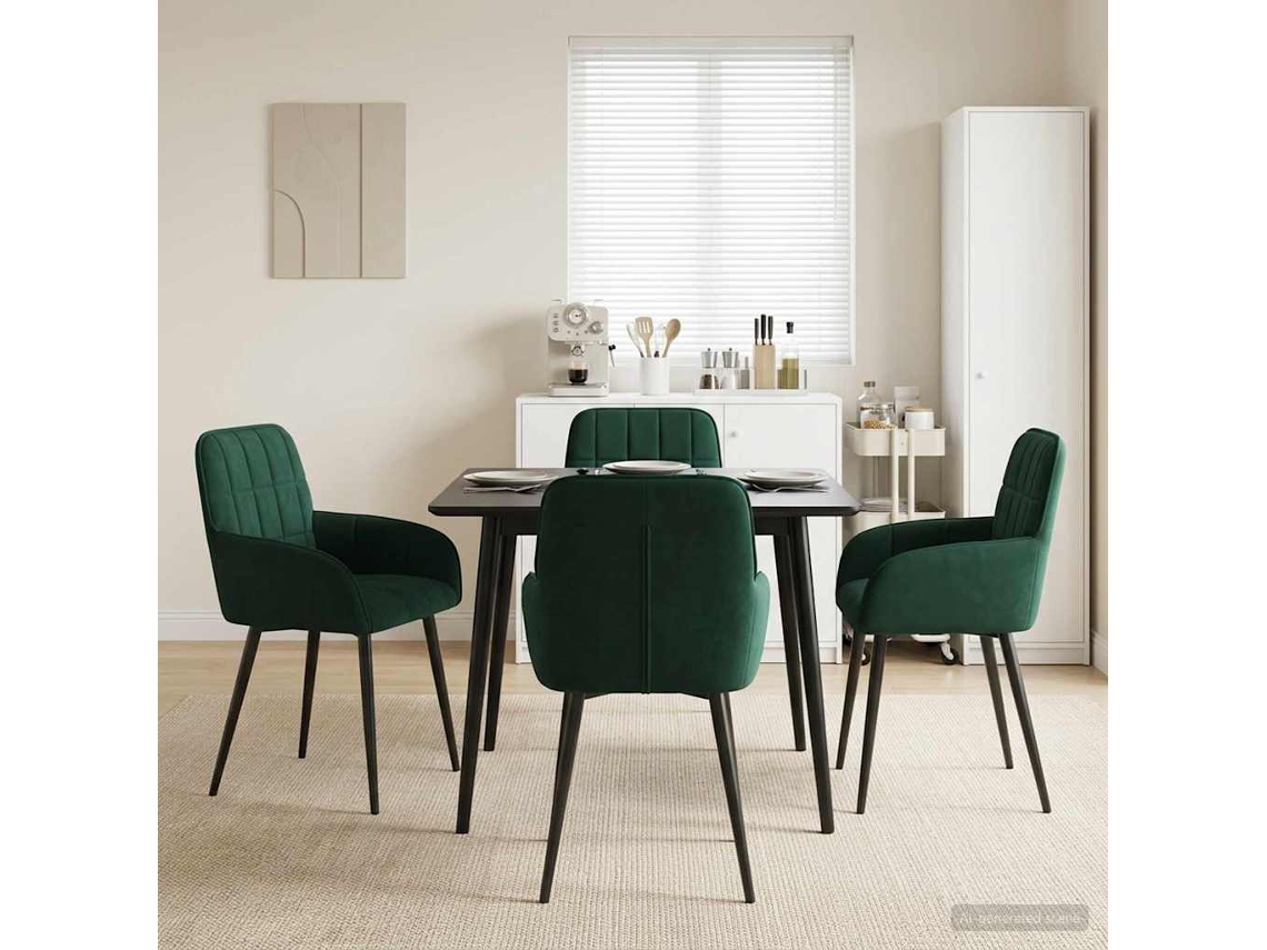 Vidaxl Cadeiras De Jantar 4 Unid. Veludo Verde-escuro 57 X 50 X 85 Cm