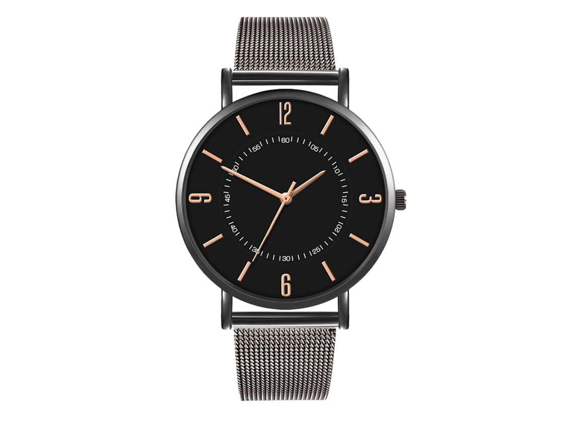 Reloj De Moda Para Parejas Con Correa De Malla Dial Redondo De Cuarzo