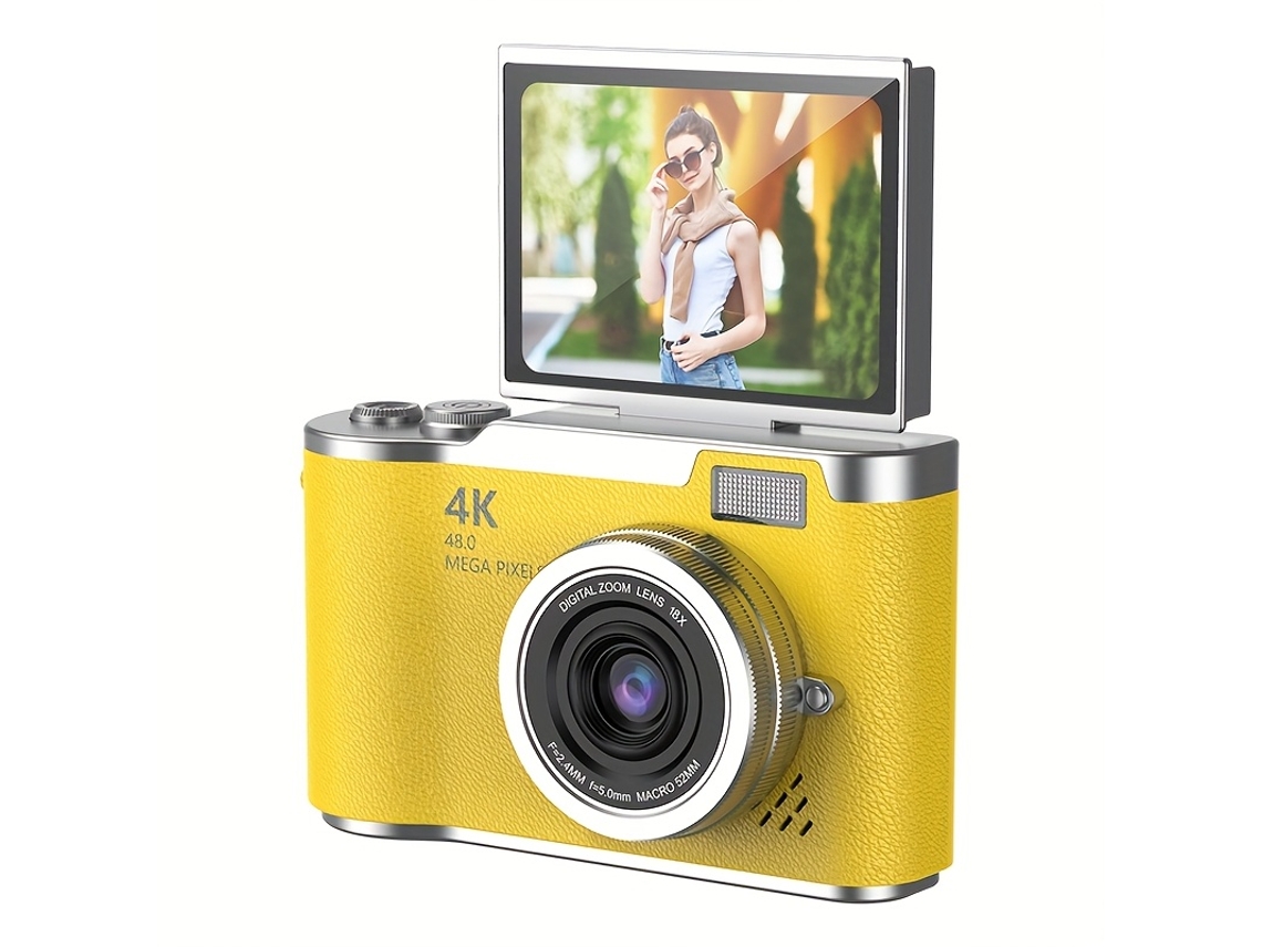 Câmera Digital Hd De 2.4 Polegadas Com Luz De Preenchimento Cuich (amarelo)