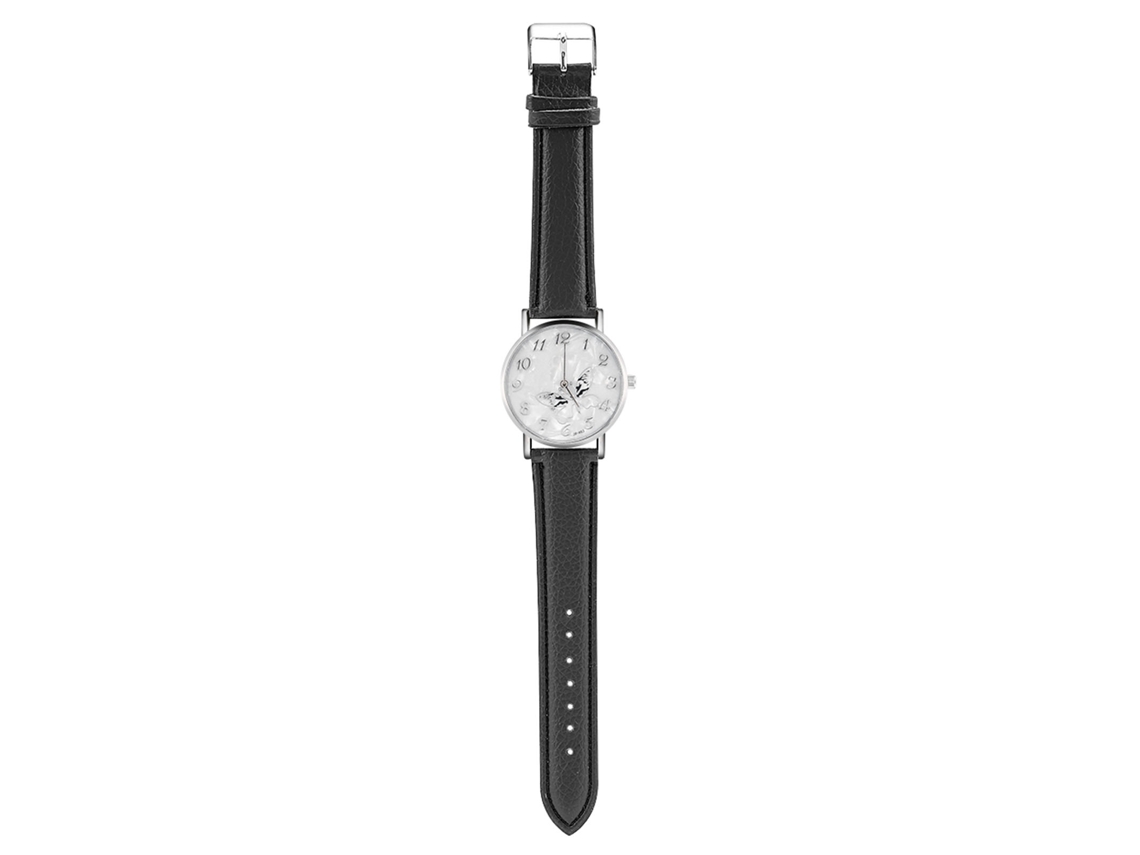 Relógio de Pulso Feminino Analógico de Quartzo com Cinto de Couro Pu Preto Moda