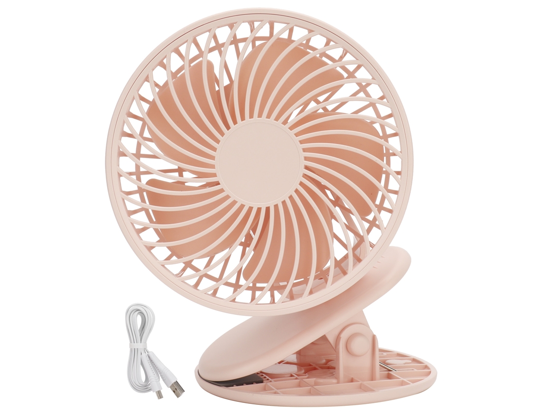 Ventilador de Mesa Portátil Clip 3 Velocidades Rosa
