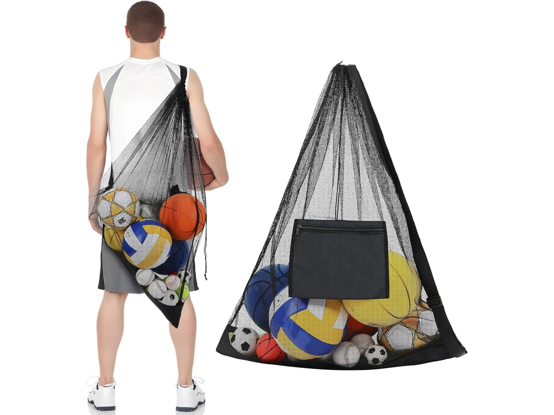 Bolsa De Malha Com Cordão Para Bolas Grandes, Alta Capacidade Gokoco