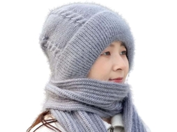 2026 gorro Bufanda Integrado Antiviento com Proteção Auricular para Inverno, Quente e Macio, Adequado para Mulher
