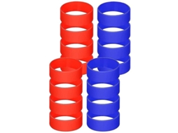 Bands De Silicone Para Sublimação Em Tumblers: 16 Unidades (8 Azuis + 8 Vermelhas), Resistentes Ao Calor E Elásticas