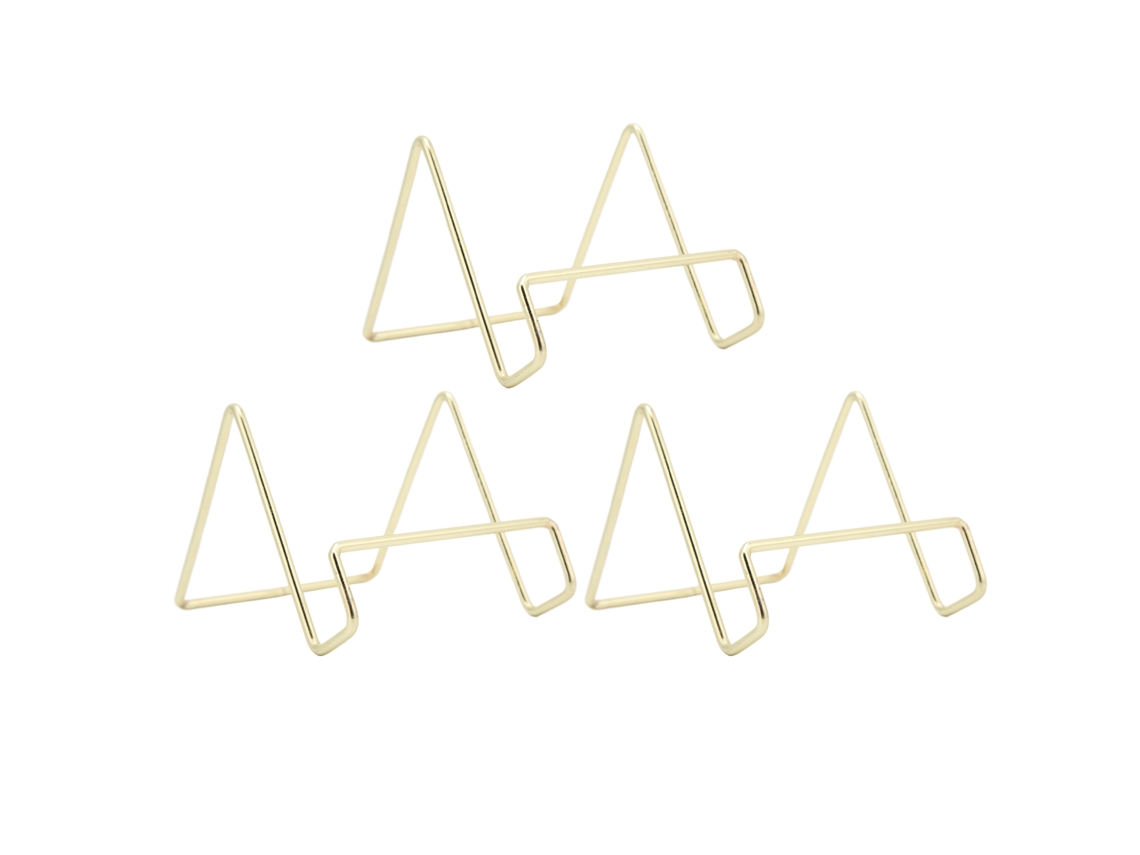 3 Peças Suporte De Pratos De Arame Dourado Design Geométrico Simples Estilo Resistente À Corrosão Porta Pratos Easel