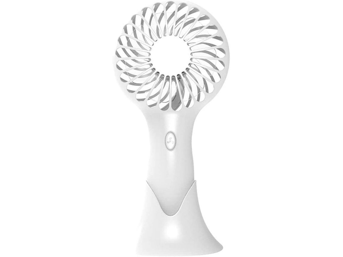 Ventilador Portátil de Mão Recarregável Usb com 3 Velocidades, 7 Lâminas, Branco, 1 Unidade