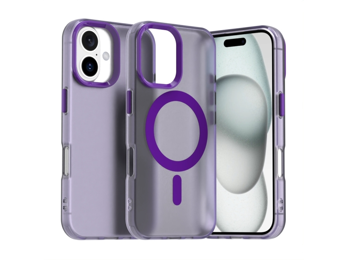 Capa Híbrida Para Iphone 16 Plus - Pc E Tpu Com Magsafe | Candy Design - Roxa