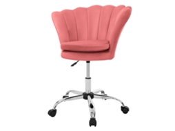 Cadeira de Escritório com Rodízios e Encosto Design em Concha 68X68 Cm Veludo Cor-De-Rosa Estrutura Metálica ML-DESIGN