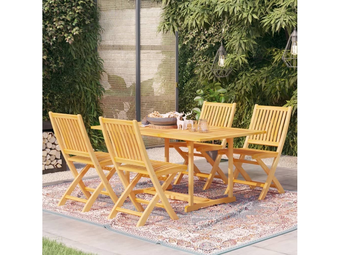Pcs Conjunto De Jantar Para Jardim Madeira De Teca Maciça Dkd Home Decor