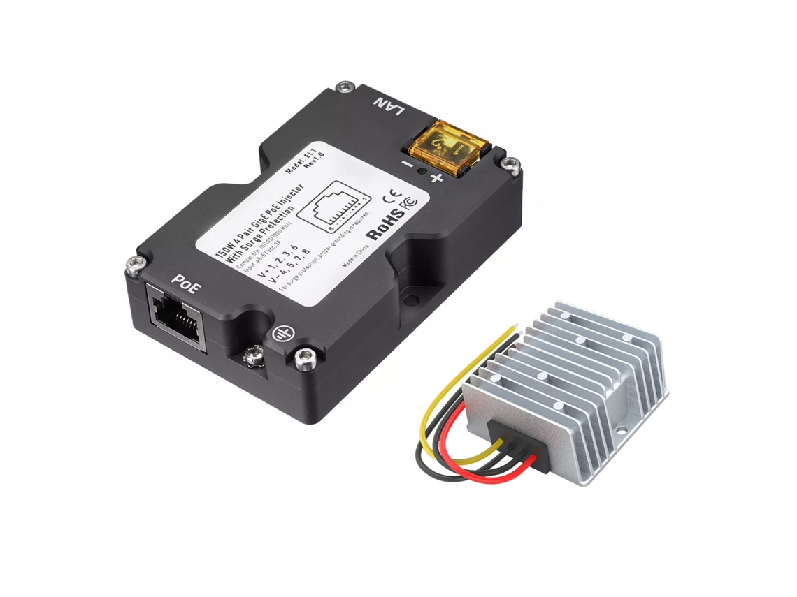 Laxiscreed Injetor Poe Gige 150w Com Proteção Abs Esd E Elevação De Voltagem De 12v Para 48v