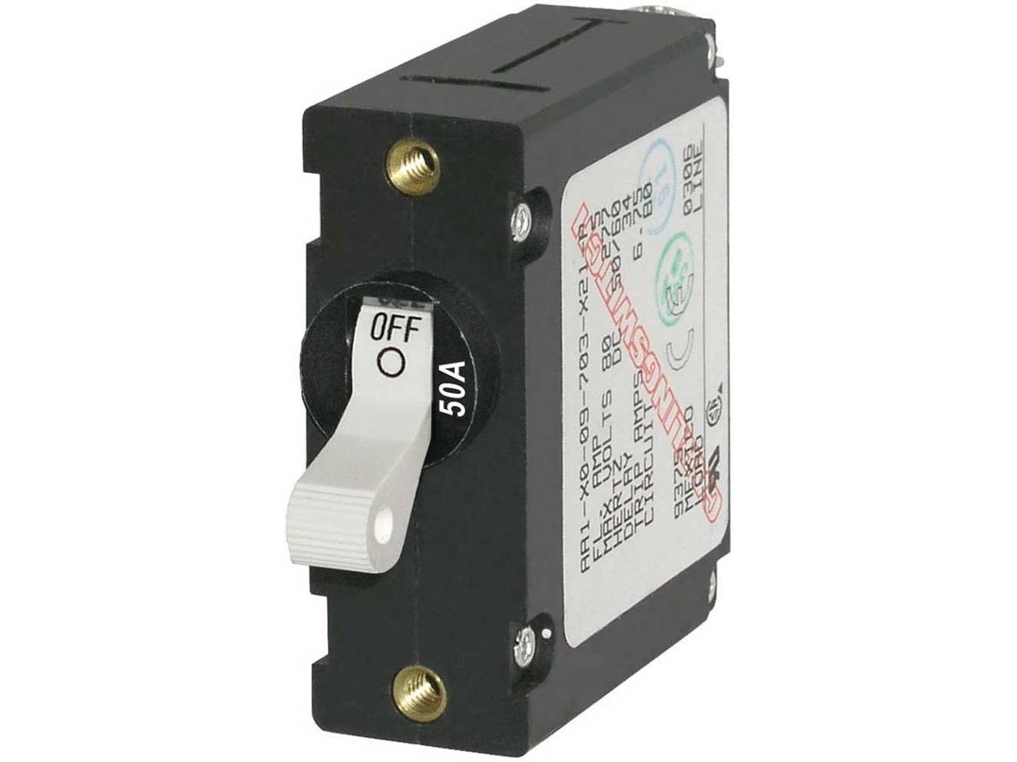 Interruptor BLUE SEA Ac/Dc Single Pole Magnetic World Circuit Breaker 50A Preto