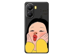 Capa Tkdaddy Para Xiaomi Redmi Turbo 4 5g / Poco X7 Pro 5g Com Estampa De Rosto De Menina Segurando, Borda Reta, Capa Traseira De Tpu Preta