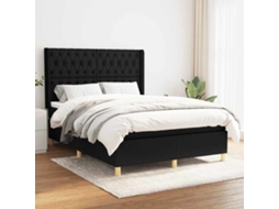 Vidaxl Cama Com Molas/colchão 140x200 Cm Tecido Preto
