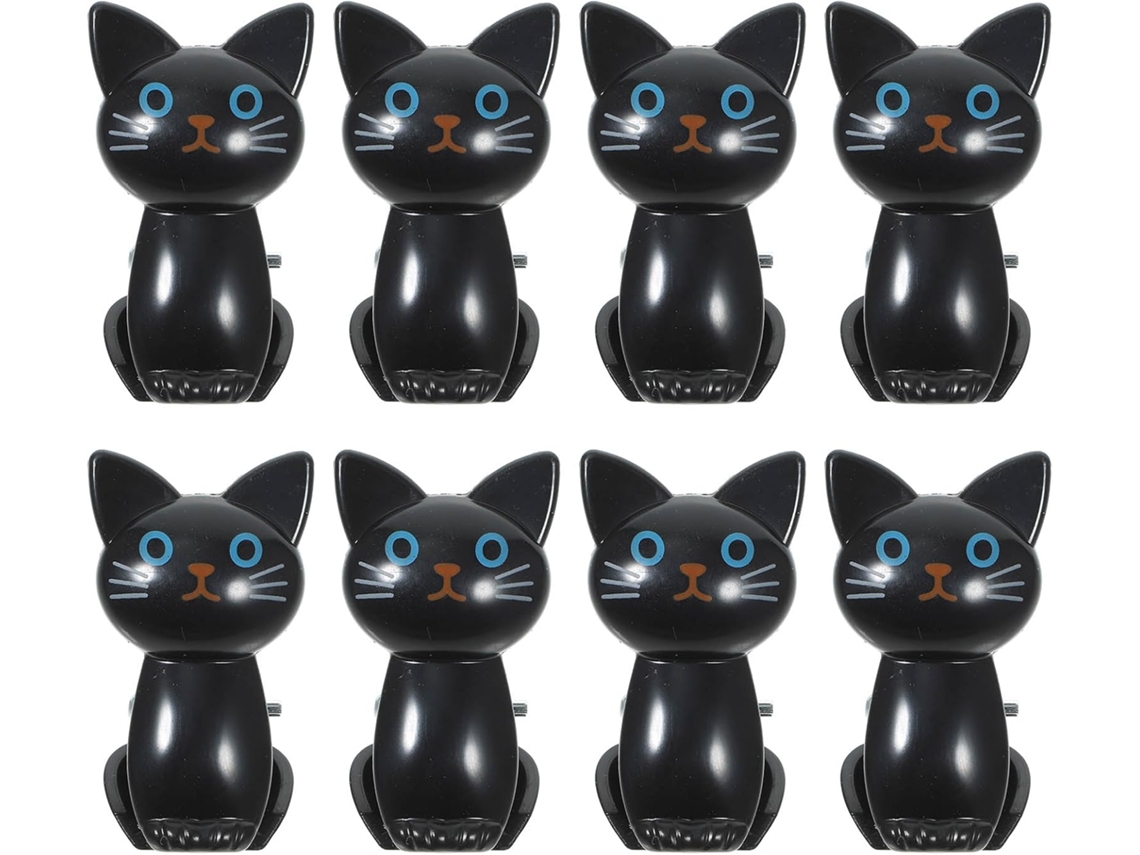 Conjunto de 8 pinos para sacos com desenho de gato, emblemas de plástico de alta resistência com vedação hermética.
