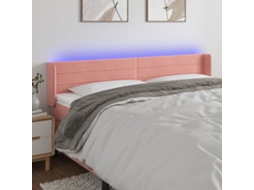 Vidaxl Cabeceira De Cama C/ Luzes Led Veludo 203x16x78/88 Cm Rosa