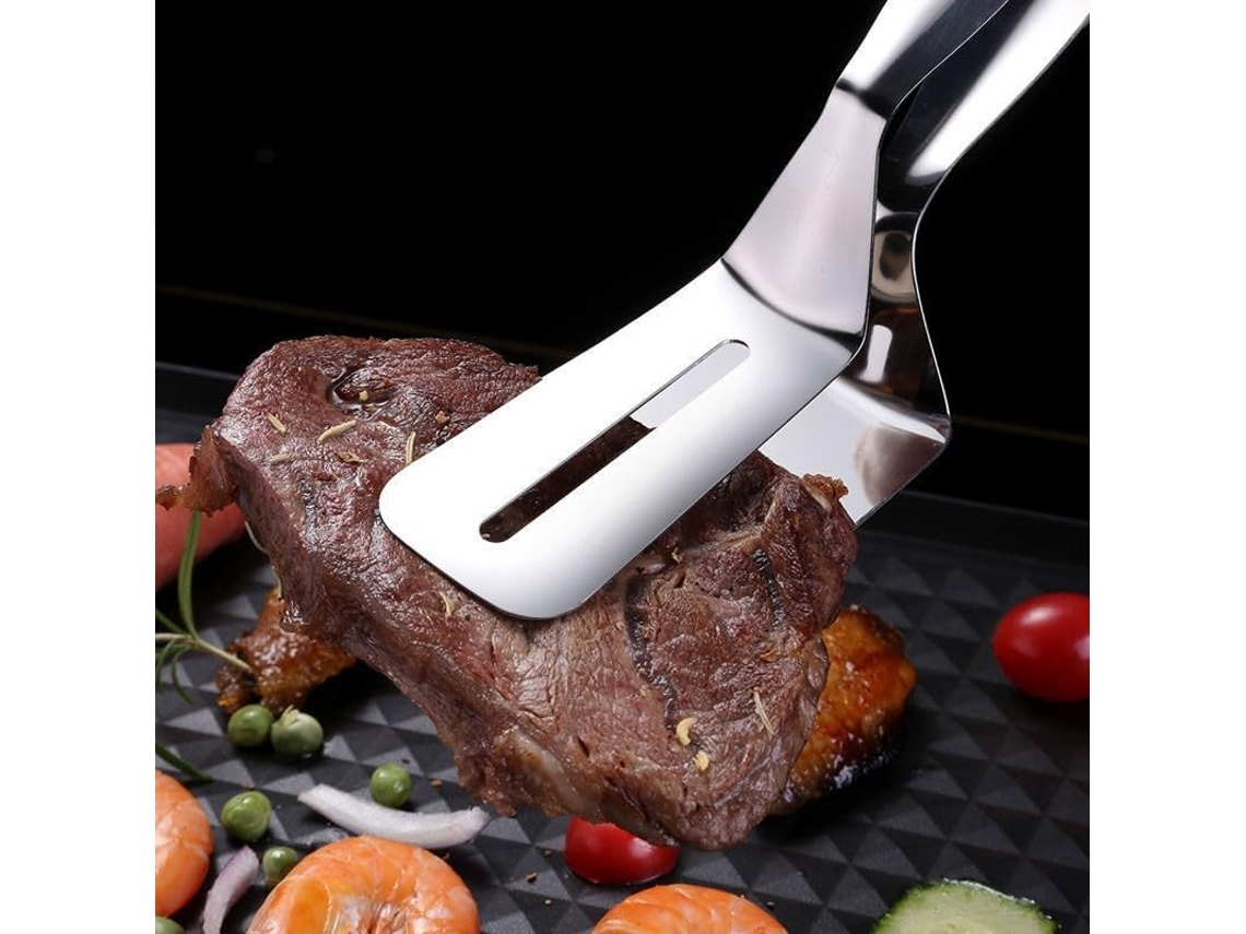 Pinça Para Bife Kirakira, Resistente, Em Aço Inoxidável 304, Com Cabeça Perfurada Antiderrapante E Cabo Resistente Ao