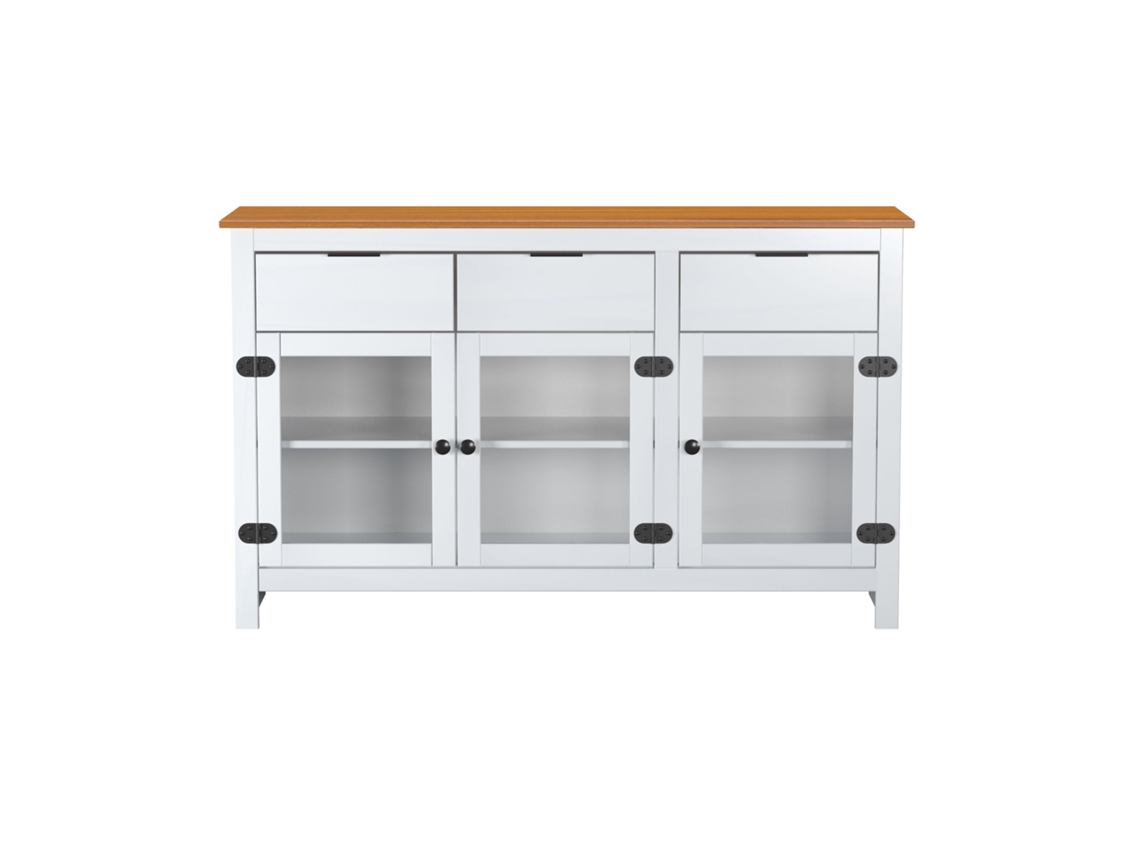Aparador 3 Gavetas 3 Portas Pinho Branco 80X133X40 Cm VENPRODIN