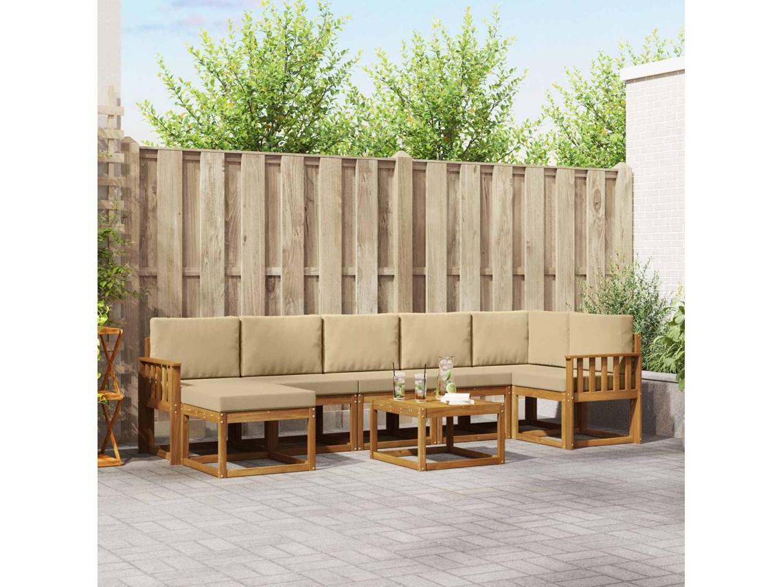 Vidaxl Conjunto De Sofás Para Exterior 8 Unid. Natural E Bege