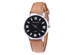 Reloj De Pulsera Unisex De Cuarzo Con Dial Redondo Beige Para Hombres Y Mujeres