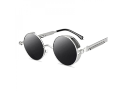 2026-gafas De Sol Redondas Steampunk Góticas Vintage Metal Unisex Retro Diseño Espejo Brand Gris Plata