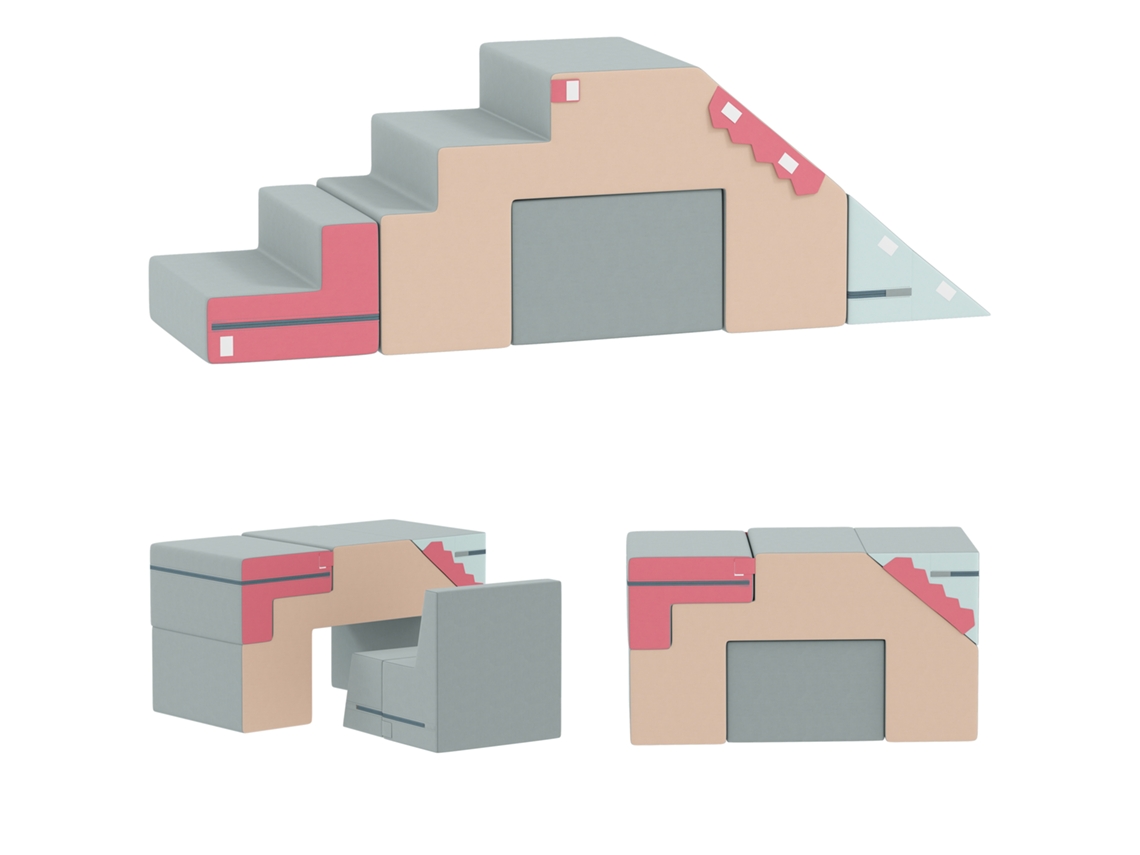 Conjunto de Blocos de Brincadeira Macios para Crianças Pequenas de 2 Peças, Couro Sintético, Espuma, para Escalar, Construir, Brincar, Colorido Ge