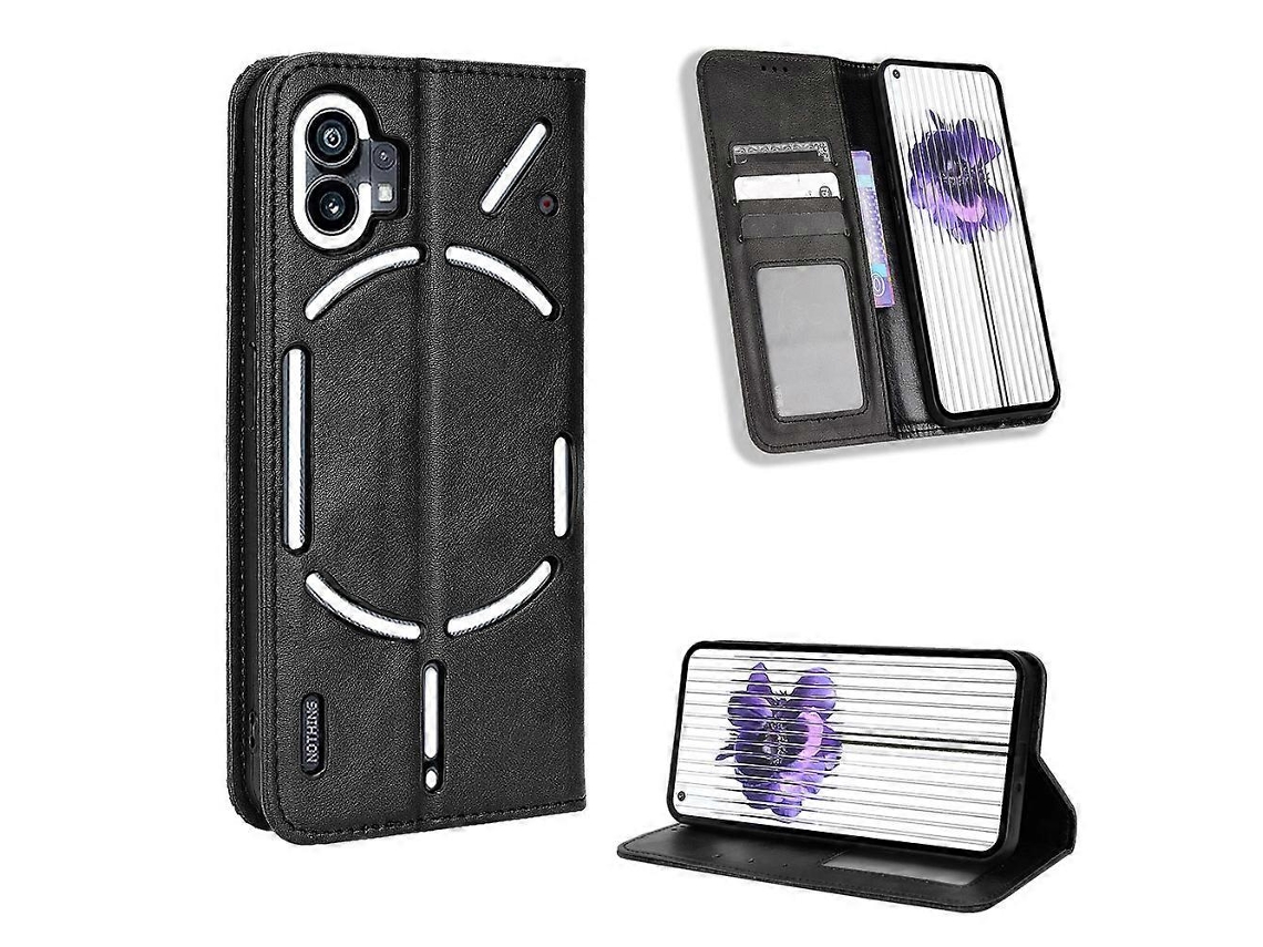 Capa Para Celular For Nothing Phone 1 Com Fecho Magnético E Textura Retrô Em Couro.