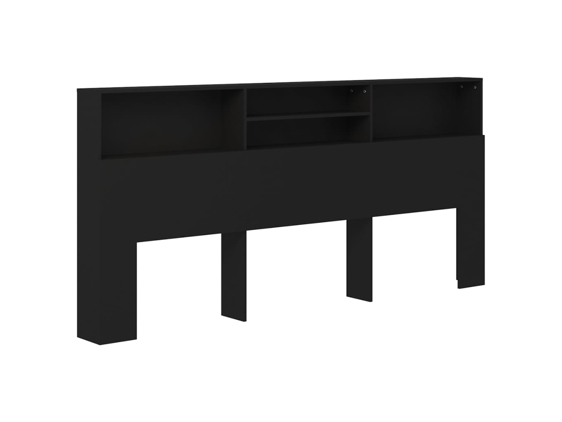 Cabeceira de cama com guarda-roupa 220x19x103,5 cm preta MAISON EXCLUSIVE