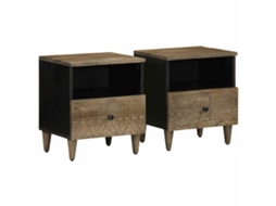 Bedside Cabinet, Bedside Cabinets Vidaxl Cinzeto Madeira De Mangueira (n/a)